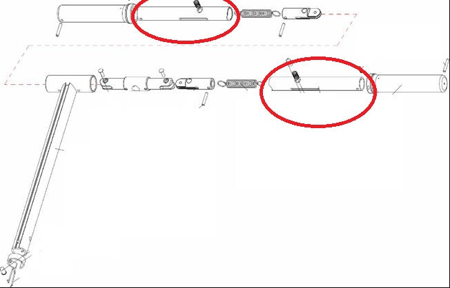 Handle Aluminium pipe - set
